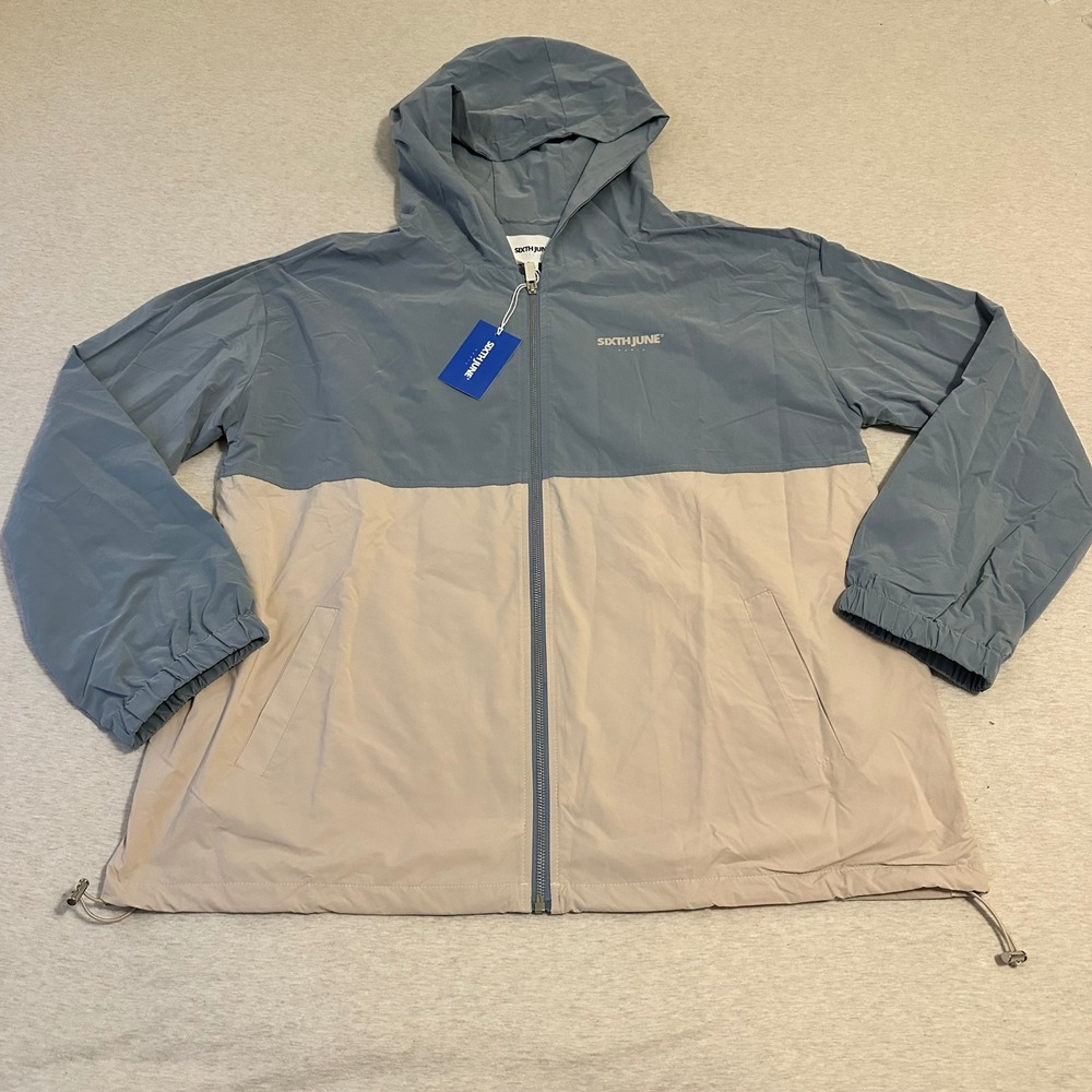 Sixth June Paris Mens Colorblock Windbreaker Jacket Blue Tan US-25032-LBLU-L New